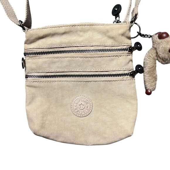 Kipling Alvar Crossbody Nylon Purse Beige Shoulderbag Bag Small With Gorilla - Picture 2 of 8